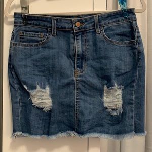 Ripped denim skirt